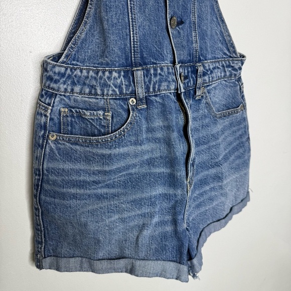American Eagle AE Short Alls Denim Overall Shorts Size 4 - Picture 4 of 6